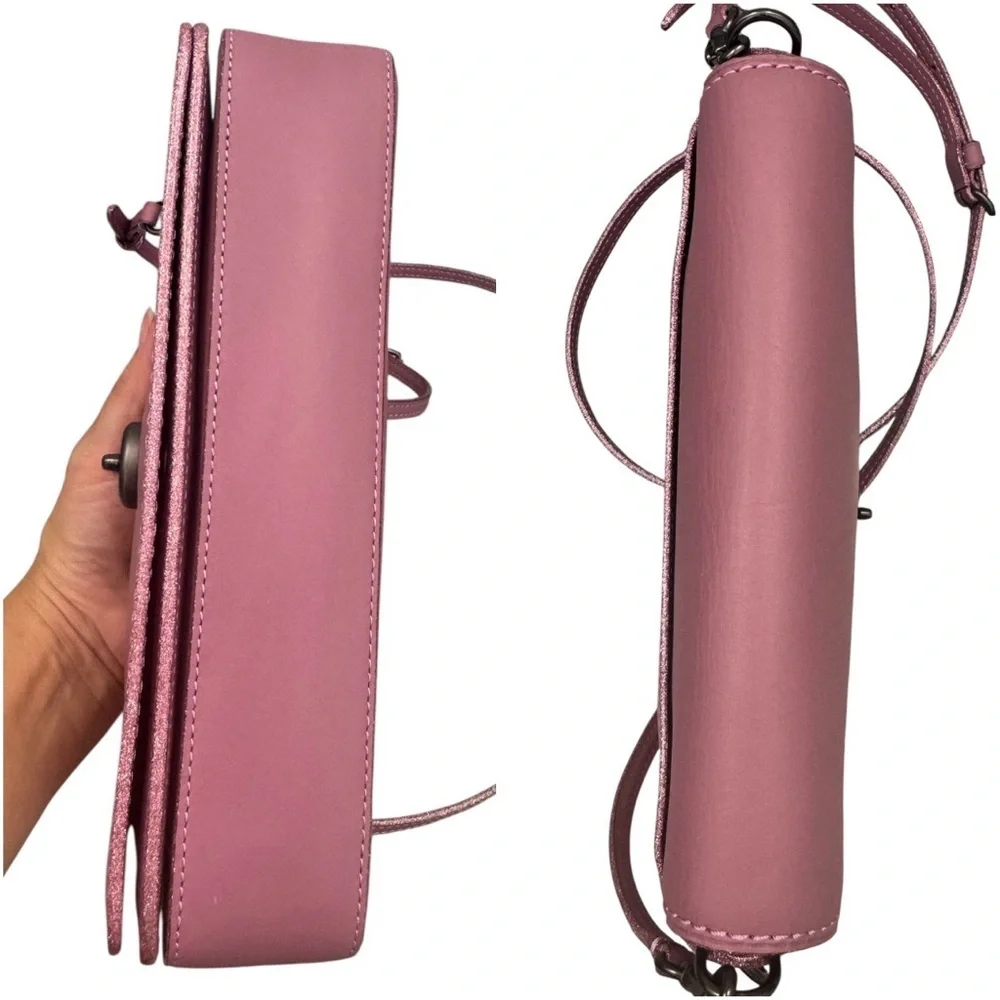Coach Dinky 1941 Primrose Pink Interior Kisslock Leather Compact Crossbody